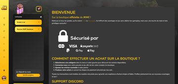 La boutique en ligne de l’association : cosmétiques, avantages en jeu et grades, avec leurs prix.
