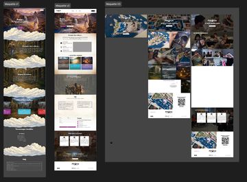 Maquette du site PROSA dans Figma : les écrans disposés côte à côte sur le plan de travail.